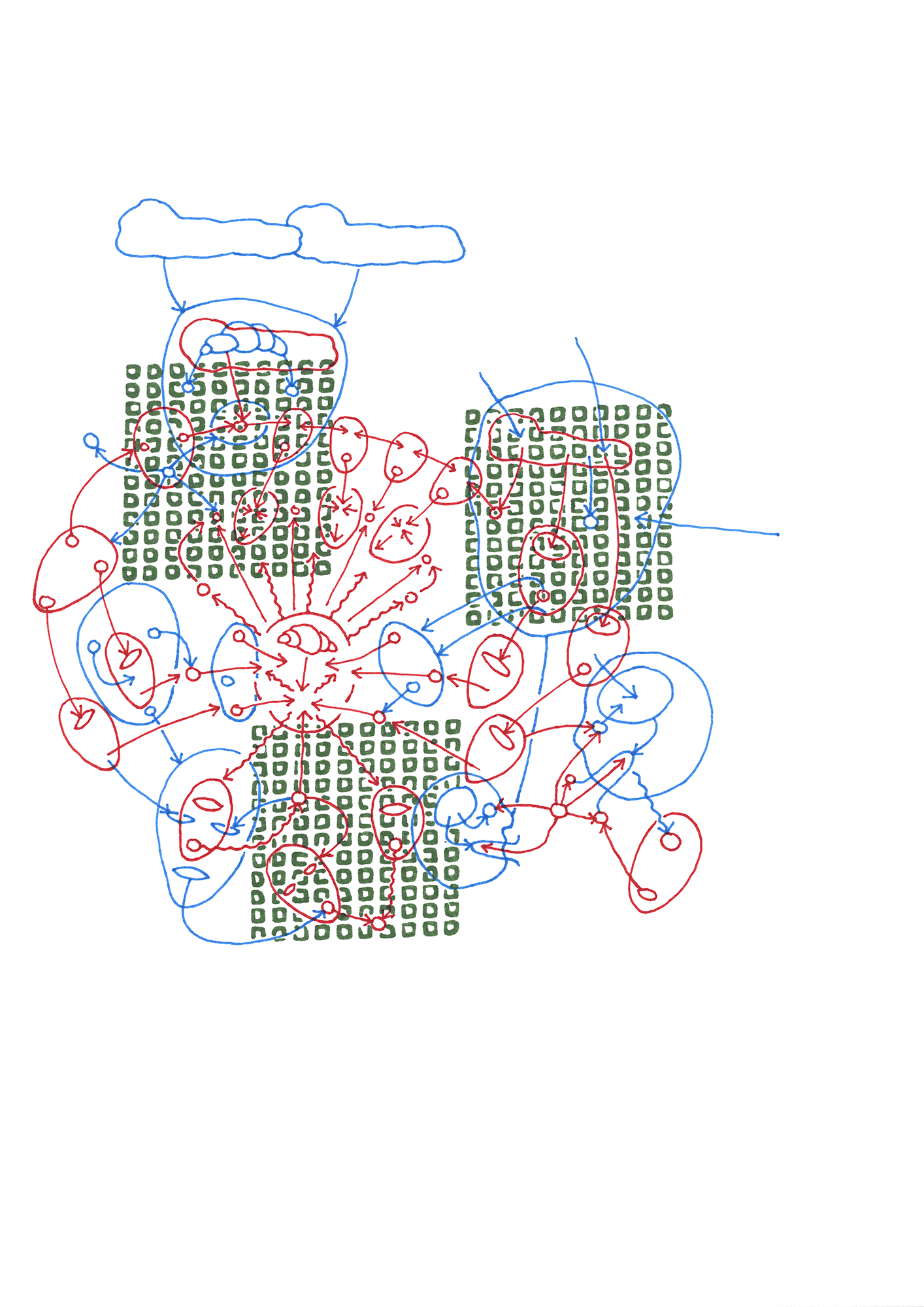 Hannes Kater: Zeichnung aus dem Jahr 1996, Filzstift auf A4 Papier