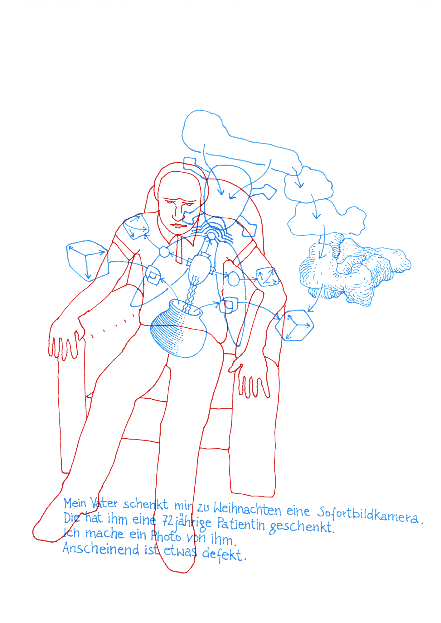 Hannes Kater: Zeichnung aus dem Jahr 1997, Filzstift auf A4 Papier