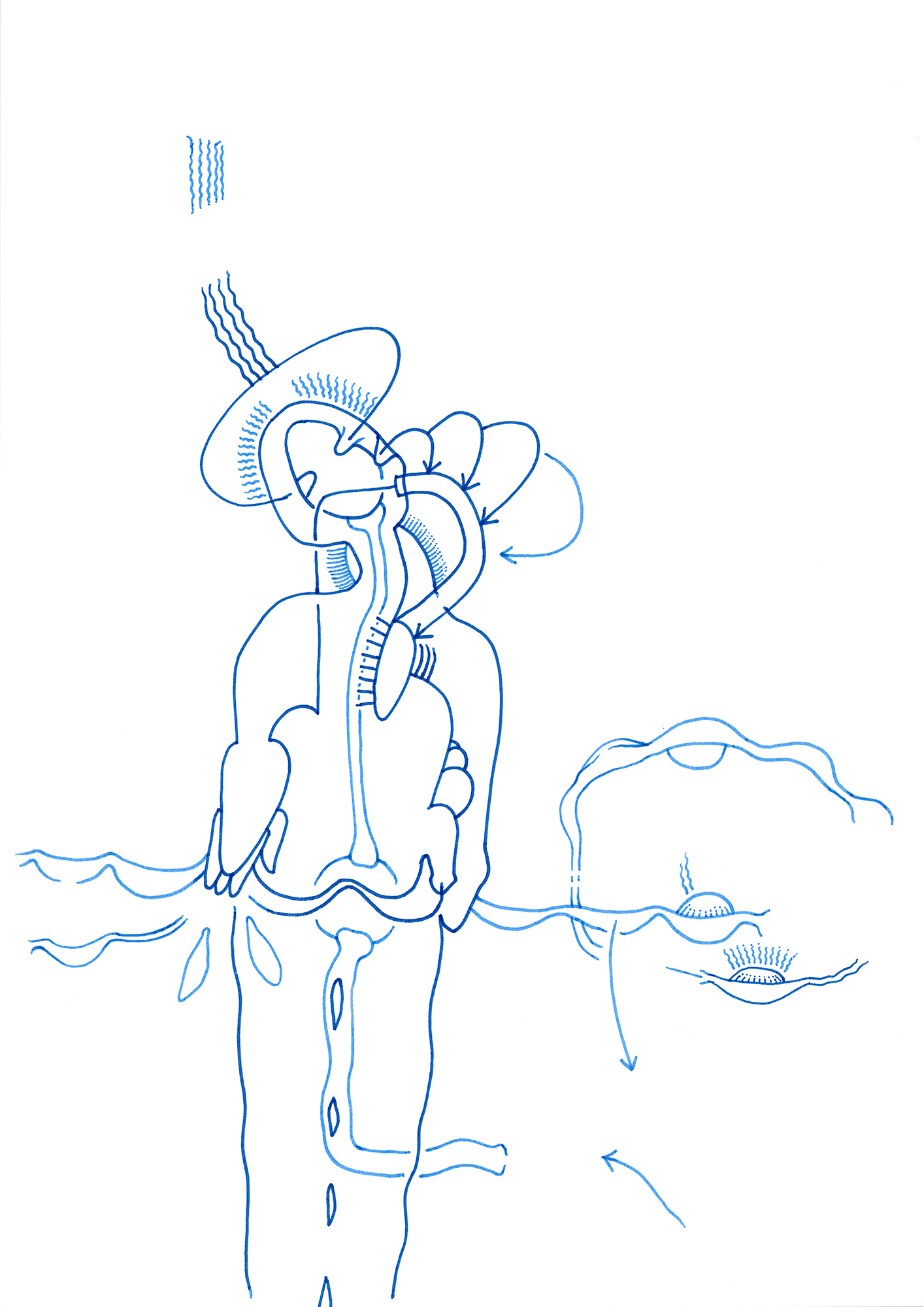 Hannes Kater: Tageszeichnung aus dem Jahr 2000, Filzstift auf A4 Papier