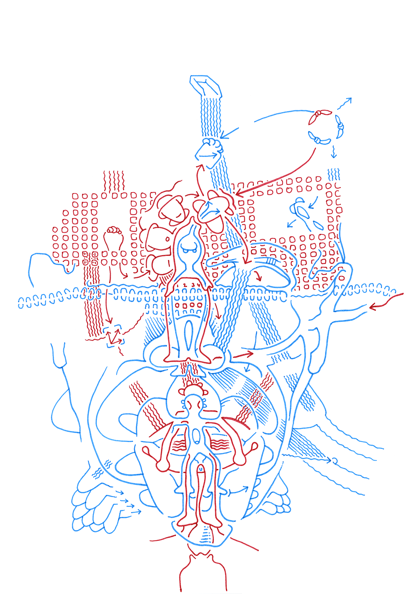 Hannes Kater: Tageszeichnung aus dem Jahr 2000, Filzstift auf A4 Papier