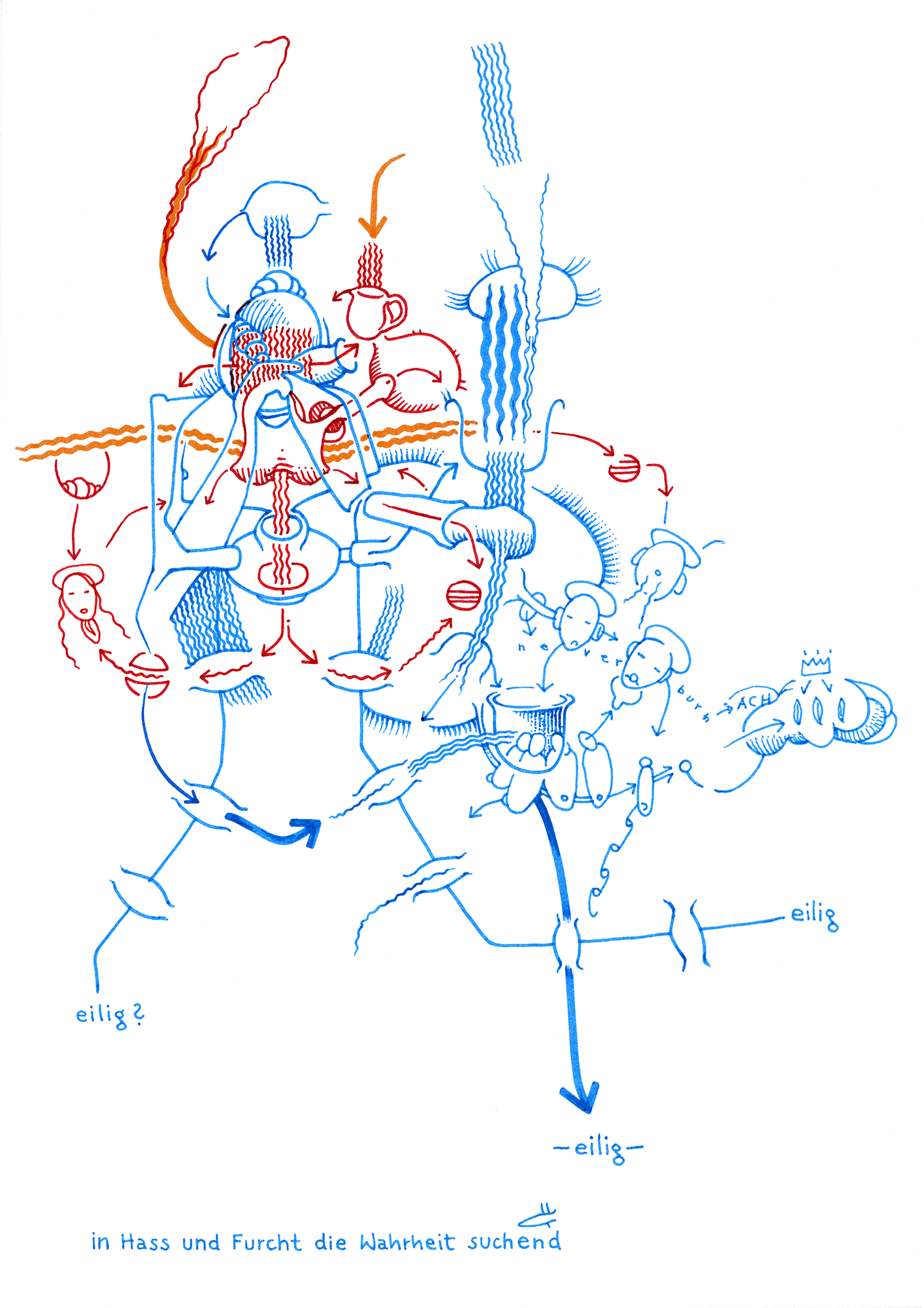 Hannes Kater: Tageszeichnung aus dem Jahr 2000, Filzstift auf A4 Papier