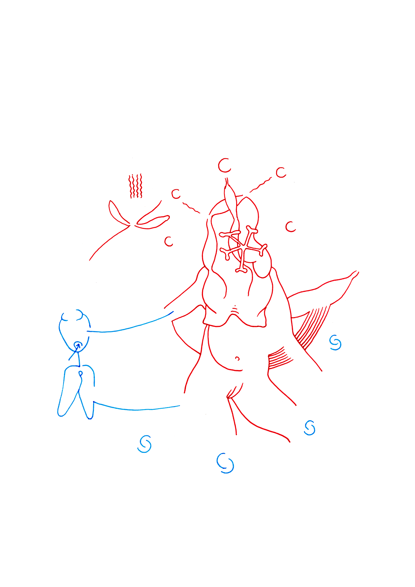 Hannes Kater: Tageszeichnung aus dem Jahr 2000, Filzstift auf A4 Papier