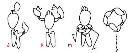 Grammatik-Studien: Hannes Katers Darsteller *15 Protagonist mit *16 Knoten – EInträge j bis m – Arm als Erinnerung, zwei x das große Andere mit Knoten, "würgend" zwei Knoten um den Hals