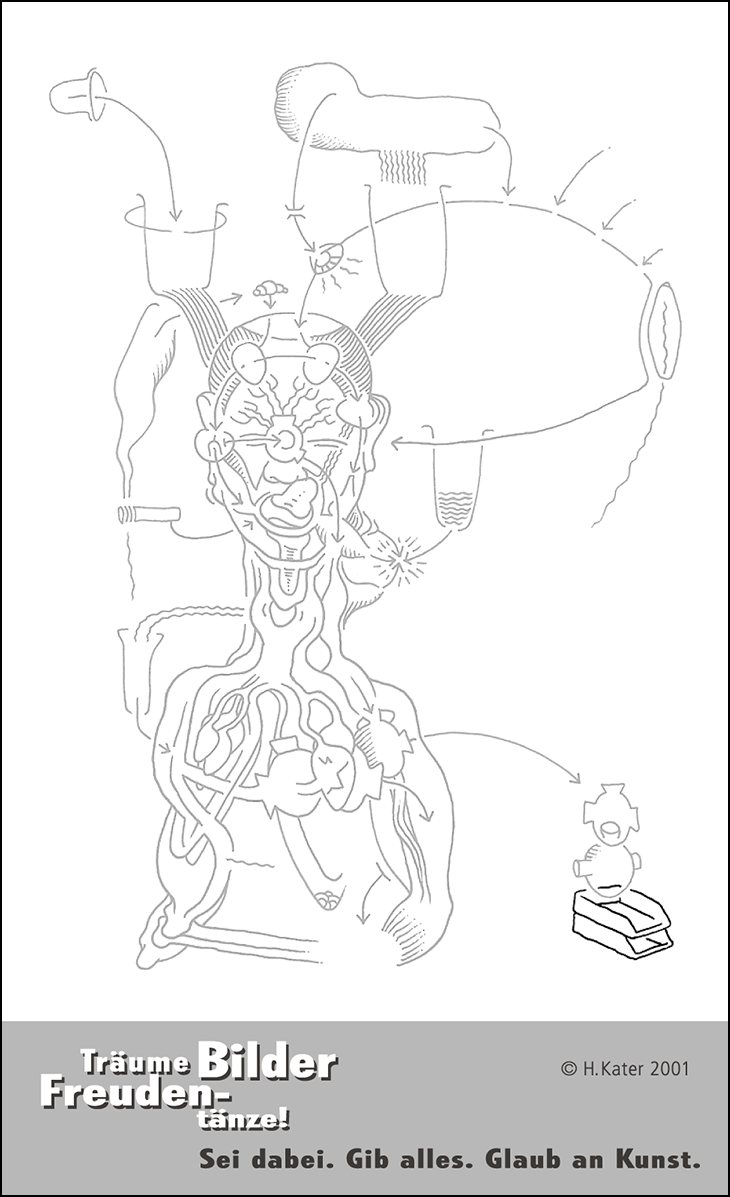 Hannes Kater: Auftragsk&auml;rtchen *21 Ablage, R&uuml;ckseite, Version von 2001