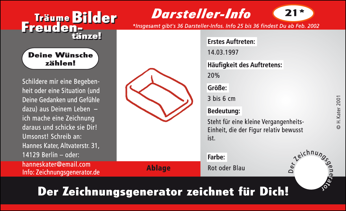 Hannes Kater: Auftragsk&auml;rtchen *21 Bild, Vorderseite, Version von 2001