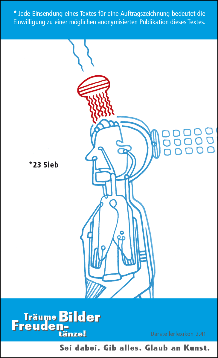 Hannes Kater: Auftragsk&auml;rtchen *23 Sieb, R&uuml;ckseite, Version von 2010
