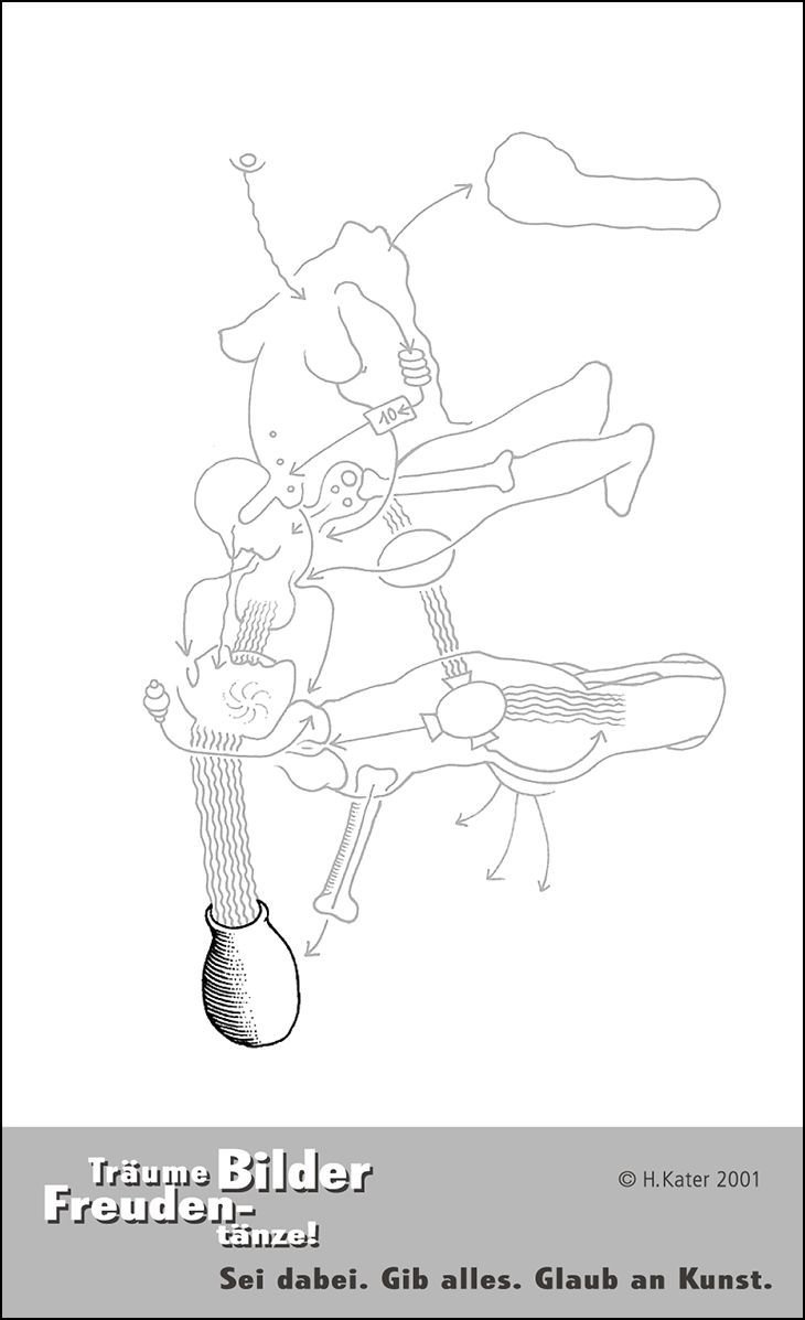 Hannes Kater: Auftragsk&auml;rtchen *23 Vase, R&uuml;ckseite, Version von 2001