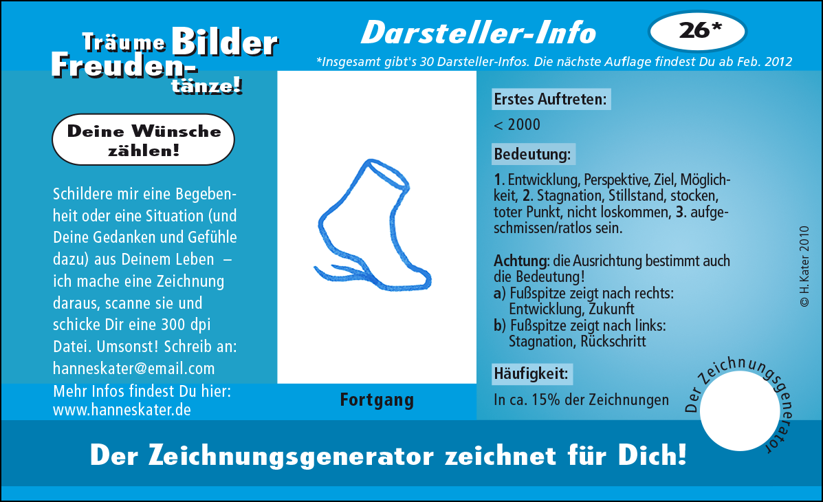 Hannes Kater: Auftragsk&auml;rtchen *26 Fortgang, Vorderseite, Version von 2010