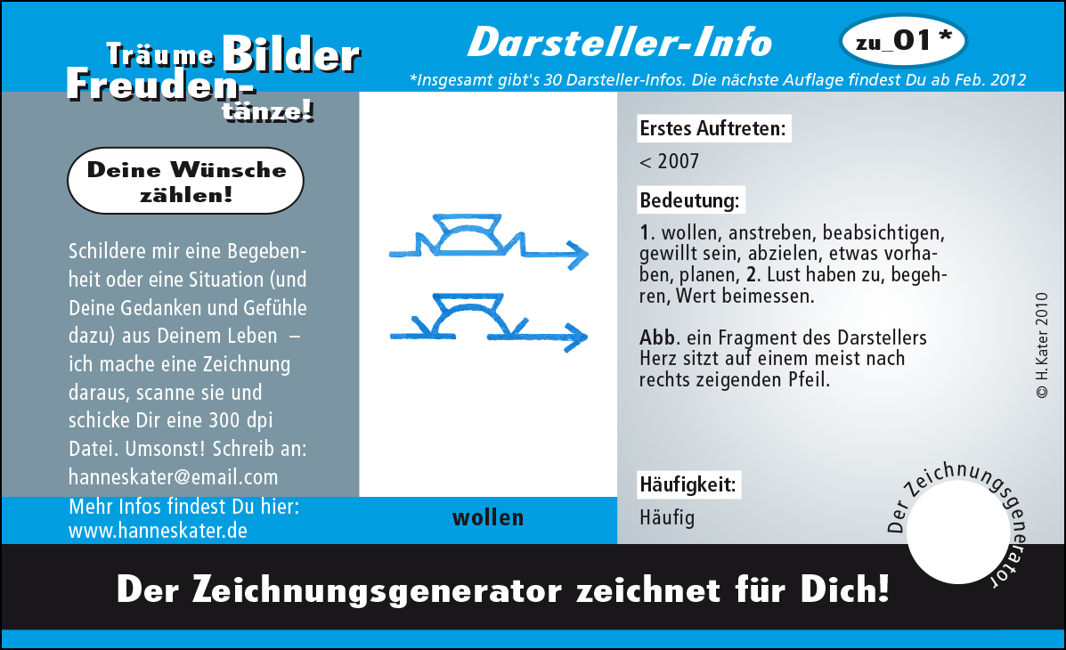 Hannes Kater: Auftragsk&auml;rtchen *zu_01 wollen, Vorderseite, Version von 2010
