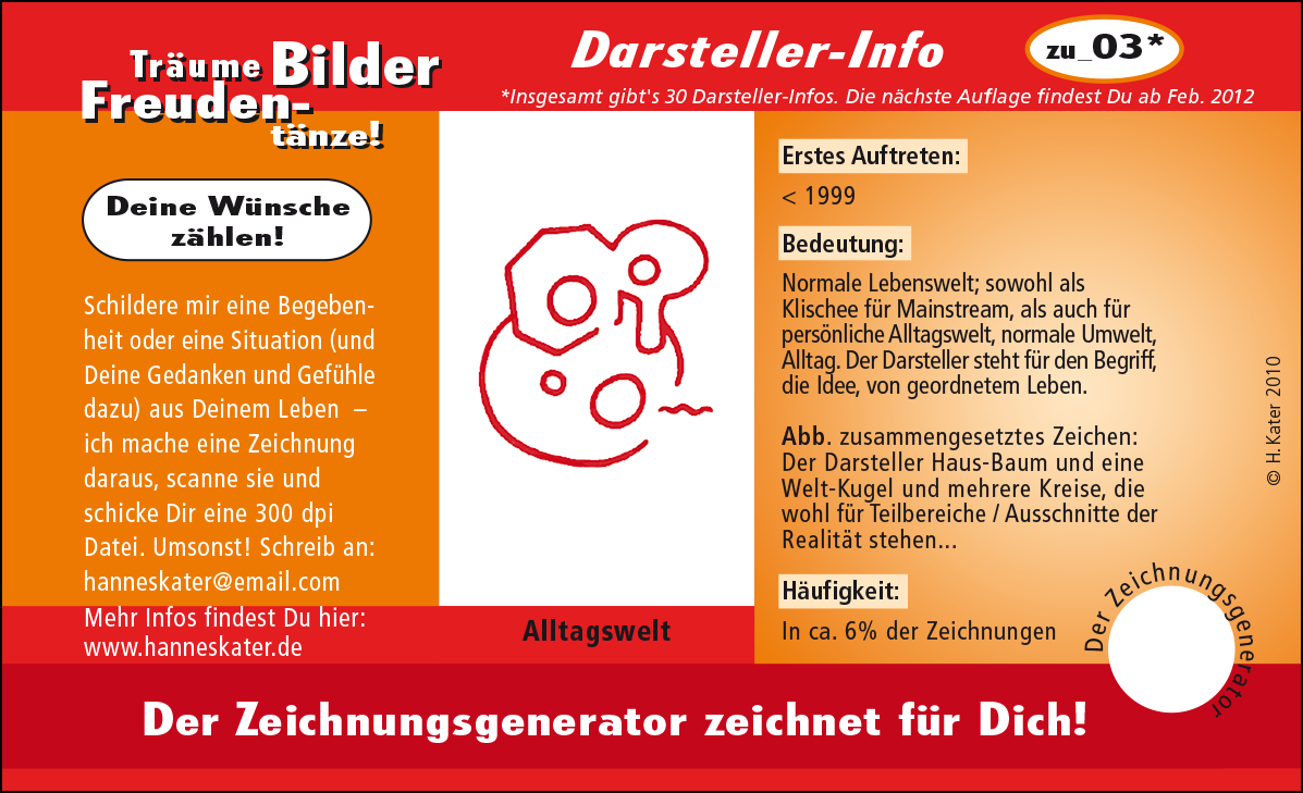 Hannes Kater: Auftragsk&auml;rtchen *zu_03 Alltagswelt, Vorderseite, Version von 2010