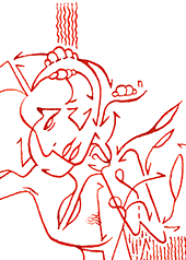 Hannes Kater  Detail einer Tageszeichnung auf Instagram, 2021