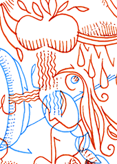 Hannes Kater  Detail einer Tageszeichnung auf Instagram, 2021