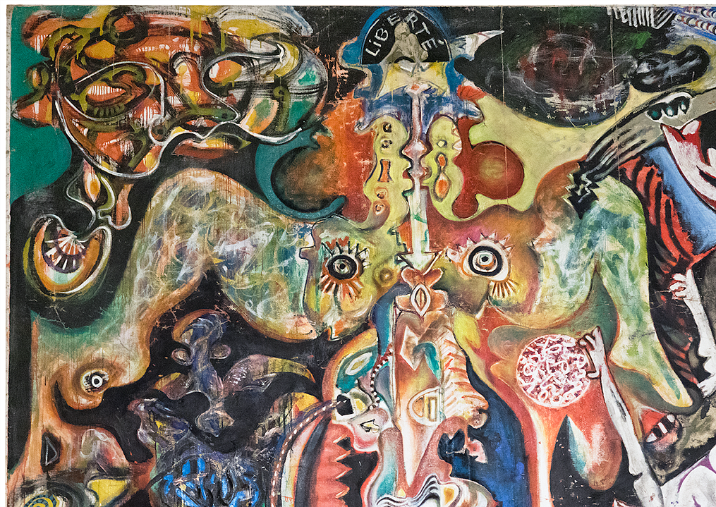 GRAND TABLEAU ANTIFASCISTE COLLECTIF&nbsp;[Gro&szlig;es kollektives antifaschistisches Gem&auml;lde], von Jean-Jacques Lebel, Isl&auml;nder Err&oacute;, Enrico Baj, Roberto Crippa, Gianni Dova und Antonio Recalcati